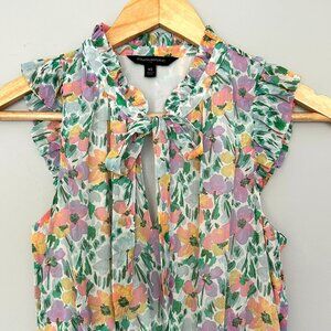 Banana Republic Floral Midi dress with ruffles and neck tie